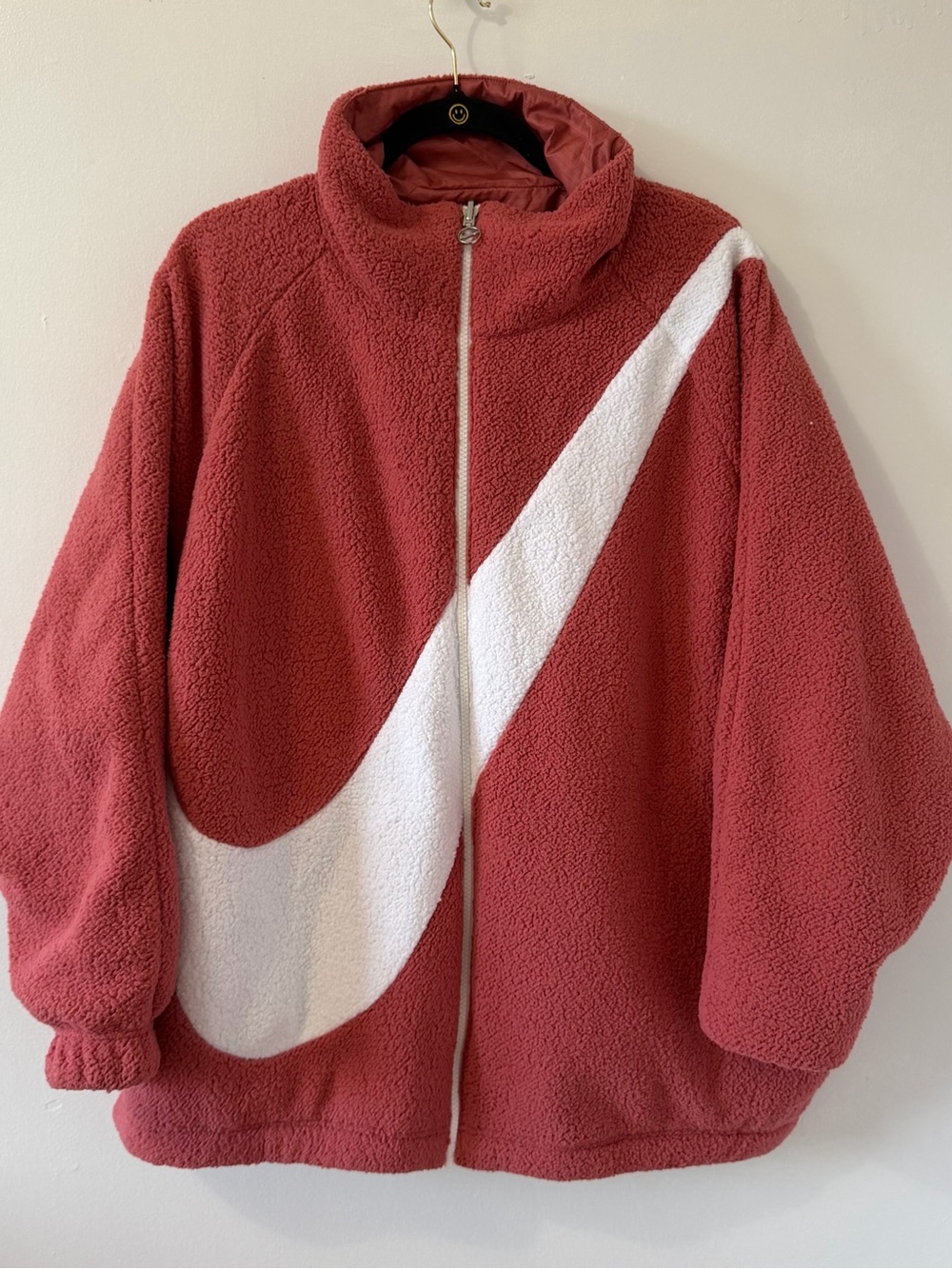 Nike Women's Pink Reversible Big Swoosh Oversized Full Zip Jacket Size M